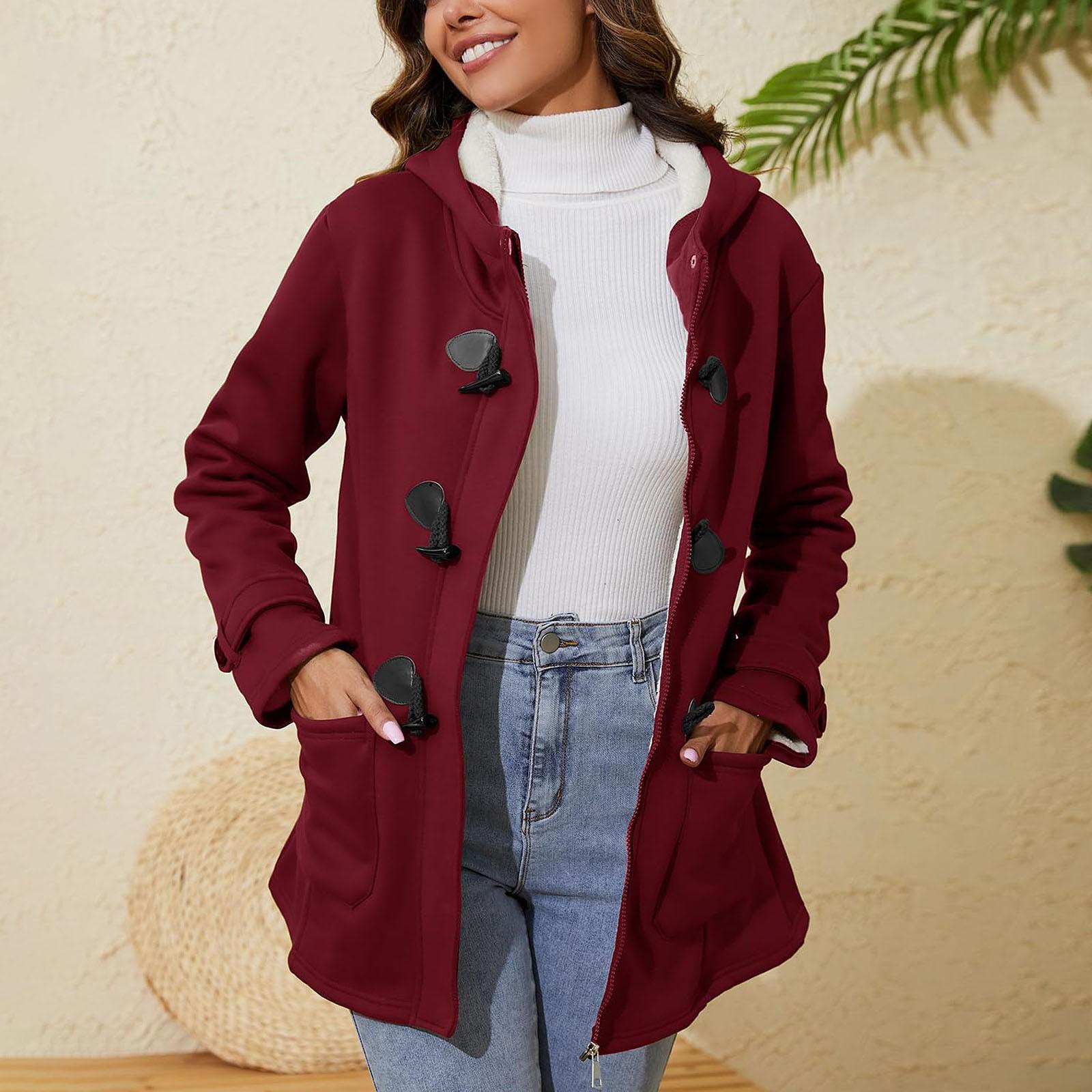 

Женская толстовка с капюшоном, зимняя, однотонная, плюс флис, модная, теплая, пальто XXL