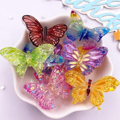 10 Piezas Mariposa de Lentejuelas Brillantes de Colores con Cristales, Base Plana, Aplique de Pedrería, Manualidades DIY para Boda, Decoración del Hogar, Fabricación de Joyería DIY
