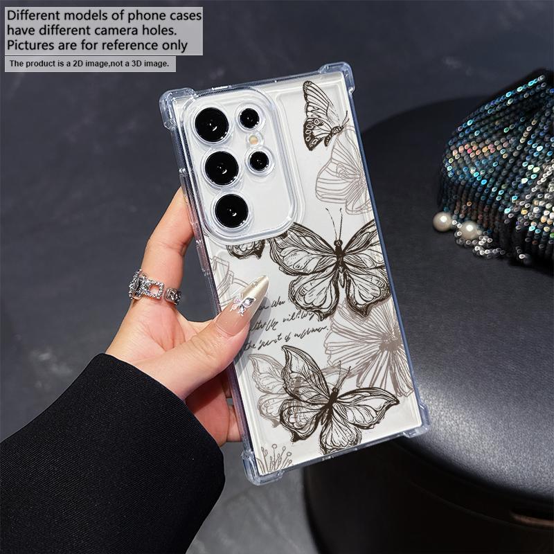Pink Dreamy Butterfly Phone Case for Samsung A20s A21s A23 A24 25 26 31 32 32 33 34 35 50 51 52 53 54 73 Transparent Soft Covers