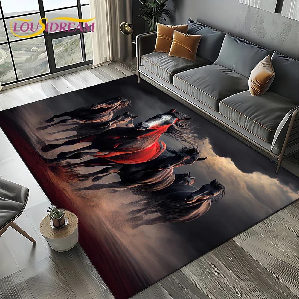 27 Style New Horse Pentium Gallant Steed 3D Animal Carpet Rug for Living Room Bedroom Home Sofa,Kid Area Rug Non-slip Floor Mat
