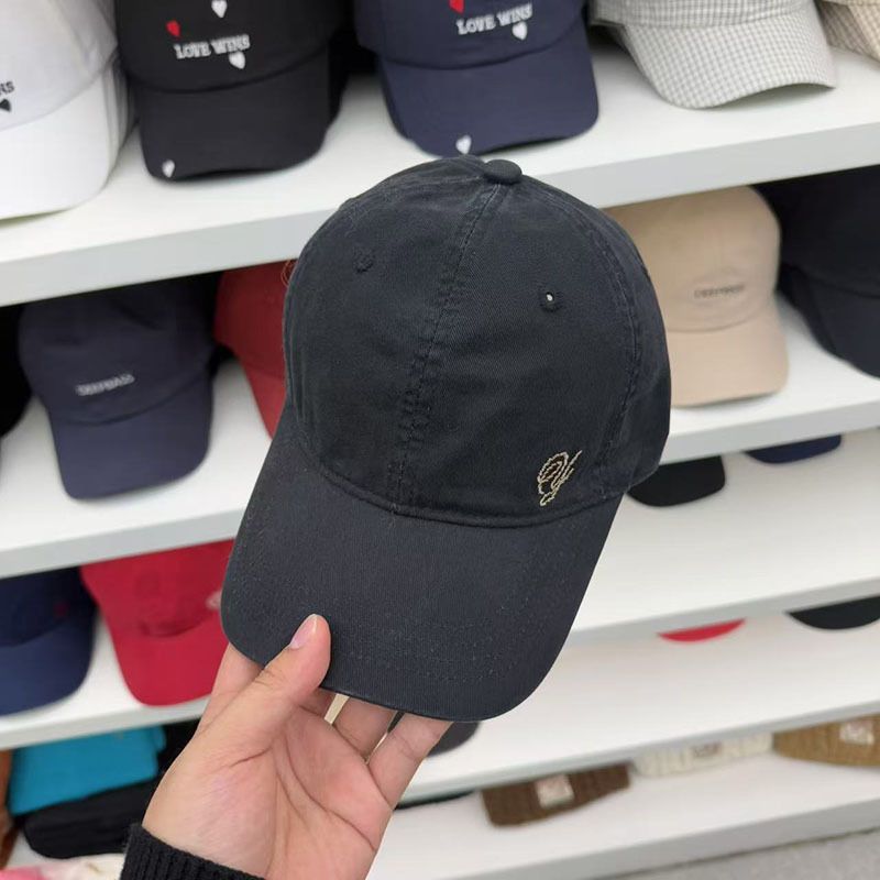 

2025 Early Spring New Products K-style Water-Washing Embroidery Simple and Thin Easiest for Match Baseball Hat Soft Top Sun-Poof Peaked Cap Black