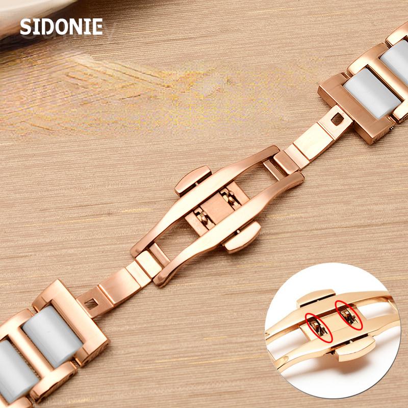 רצועת שעון קרמית איכותית עבור Rossini Guess Ebo Watch King רצועת שעון פלדה צמיד 16 18 מ"מ