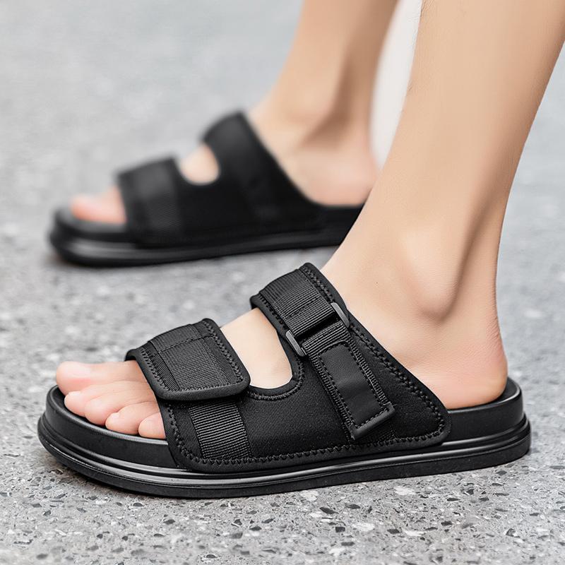 Mode Sommer SCHWARZ Herren Sandalen und Hausschuhe Bequem und atmungsaktiv Lässiger Stil Outdoor Strand Spazierengehen Herrenschuhe Neu