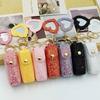 Compact Leather Lipstick Organizer Keychain: Elegant Mini Bag Pendant Accessory