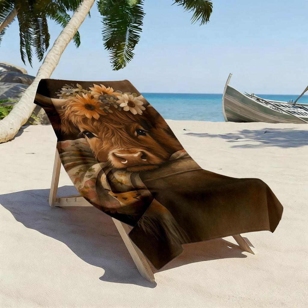 Thema ist Schottisches Hochlandrind Polyester-Mikrofaser-Strandtuch ist sehr saugfähig, geeignet für Schwimmen und Strandausflüge