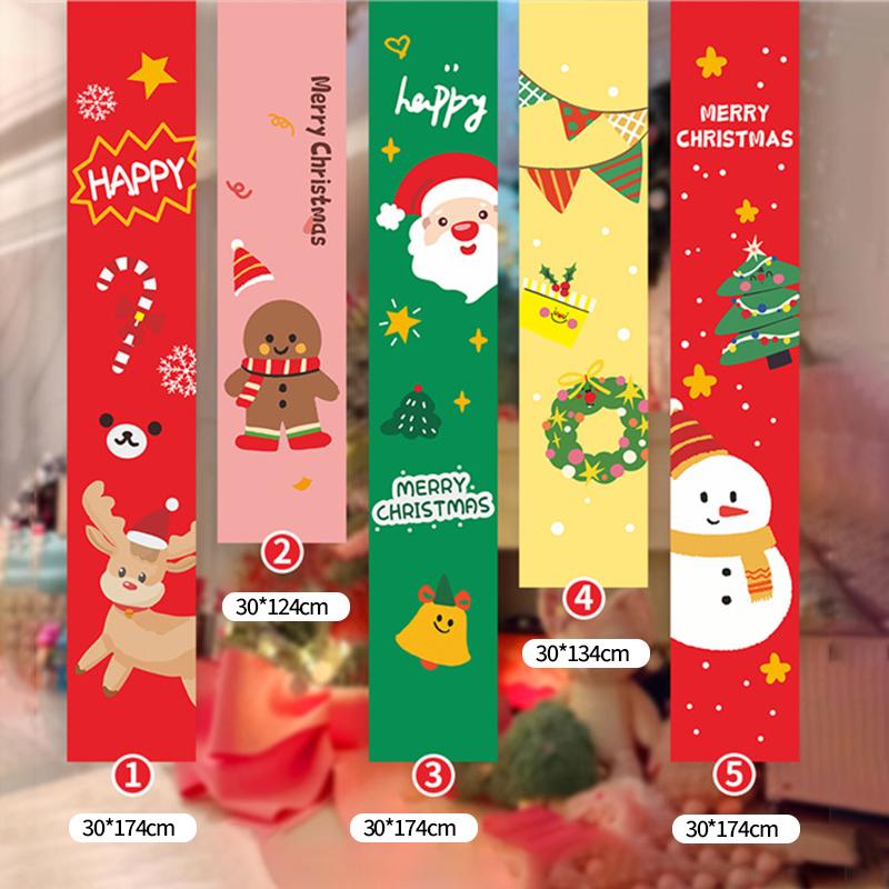 Christmas Hanging Flags Background Merry Christmas Santa Claus Snowman Hanging Banners Christmas New Year Atmosphere Decorations