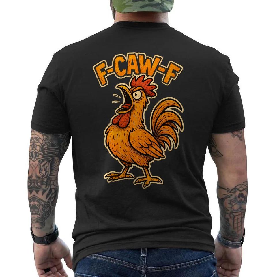 Funny F-Awk-F Chicken Rooster Pun Retro Raven Rooster Humor Joke ON BACK S