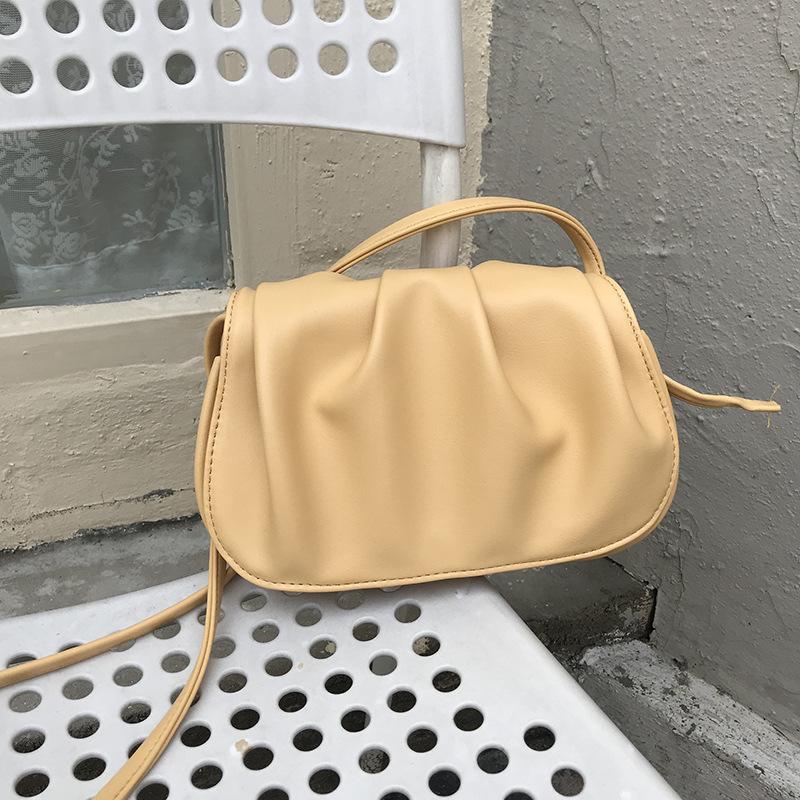 Saddle Bag Female Cloud Bag White Bag Hand-held Messenger Korean Version Chic Simple Fairy Fold 2025 New Trendy