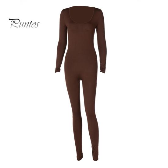 

Женский комбинезон бесшовный с круглым вырезом, приподнятый по ягодицам, облегающий, однотонный, компрессионный, однотонный, с длинными рукавами, эластичный, длинный, комбинезон для йоги, нижняя одежда L кофейный