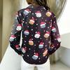 Women's Christmas Print Long Sleeve Casual Button Down Shirt Top