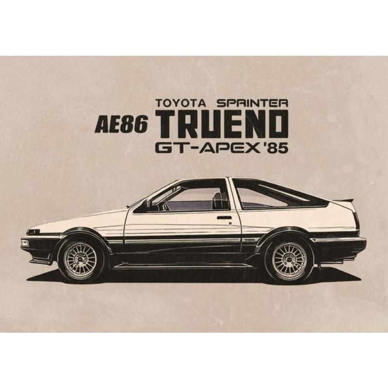 Initial D Poster Anime Initial Drift Car AE86 TAKUMI Neon Wall Art Kawaii Room Decor Quality Canvas Painting Home Decoration