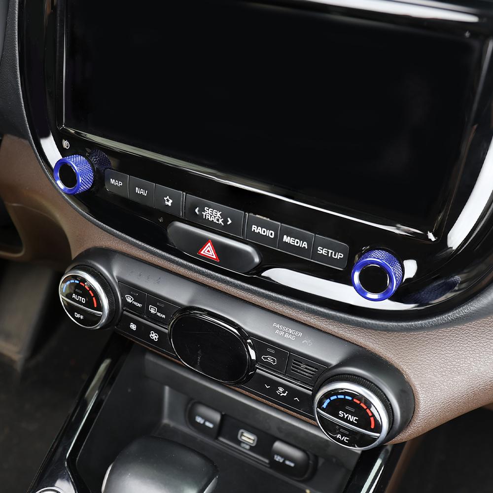 For Kia Soul -2025 2PCS High-End Version Aluminum Red Blue Black Air Conditioner Knob Trim Ring Control Adjust Button Cover