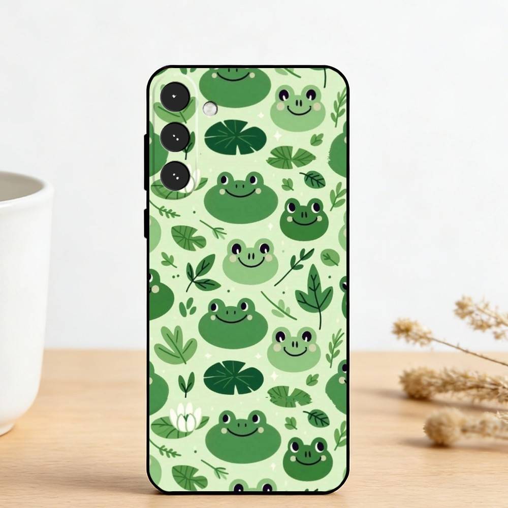 H-Happy Little Frog Phone Case For Samsung Galaxy A73,A72,A71,A70,A53,A52,A51,Others Soft Black Cover
