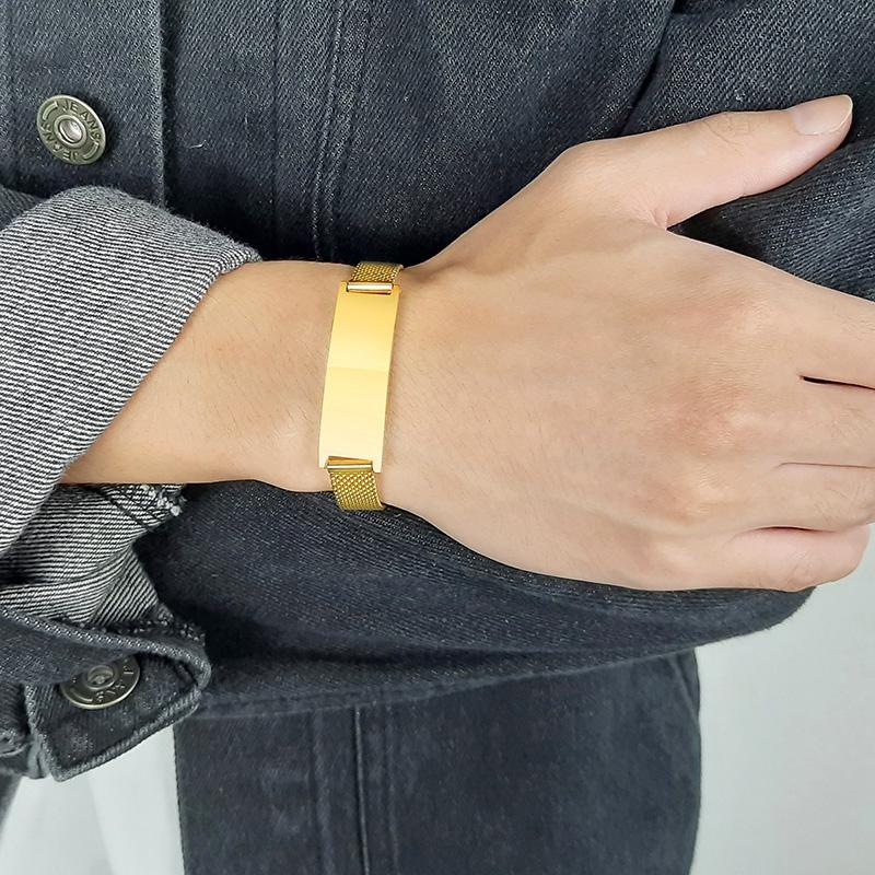 Vnox 10/16mm Adjustable Bracelets for Men Women Mesh Band Stainless Steel Metal Unisex Casual Jewelry