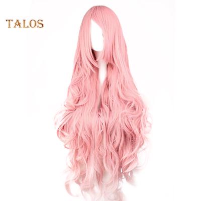 TBH Pink Natural Long Curly Wig Women Fluffy Hairpiece for Cosplay Party