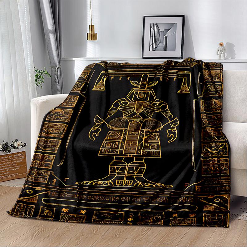 3D Ancient Egyptian Mythological Ideographic Sign Symbols Blanket,Soft Throw Blanket for Home Bedroom Bed Sofa Cover Blanket Kid