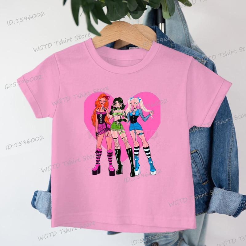 Baby Girl Clothes KPop Demon Hunters Fashion Toddler T Shirts Cotton Shortsleeve Tops 2025 Movie New Cartoon Girls T-shirt Tops