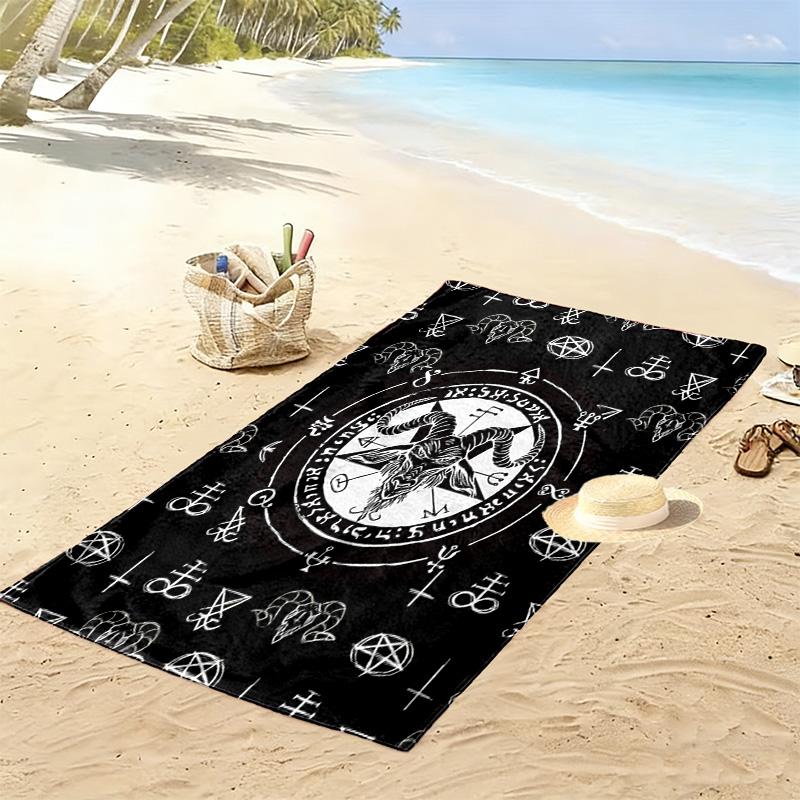 Satan-Print Strandtuch, Großes Weiches Schnelltrocknendes Handtuch für Strand Camping Schwimmen