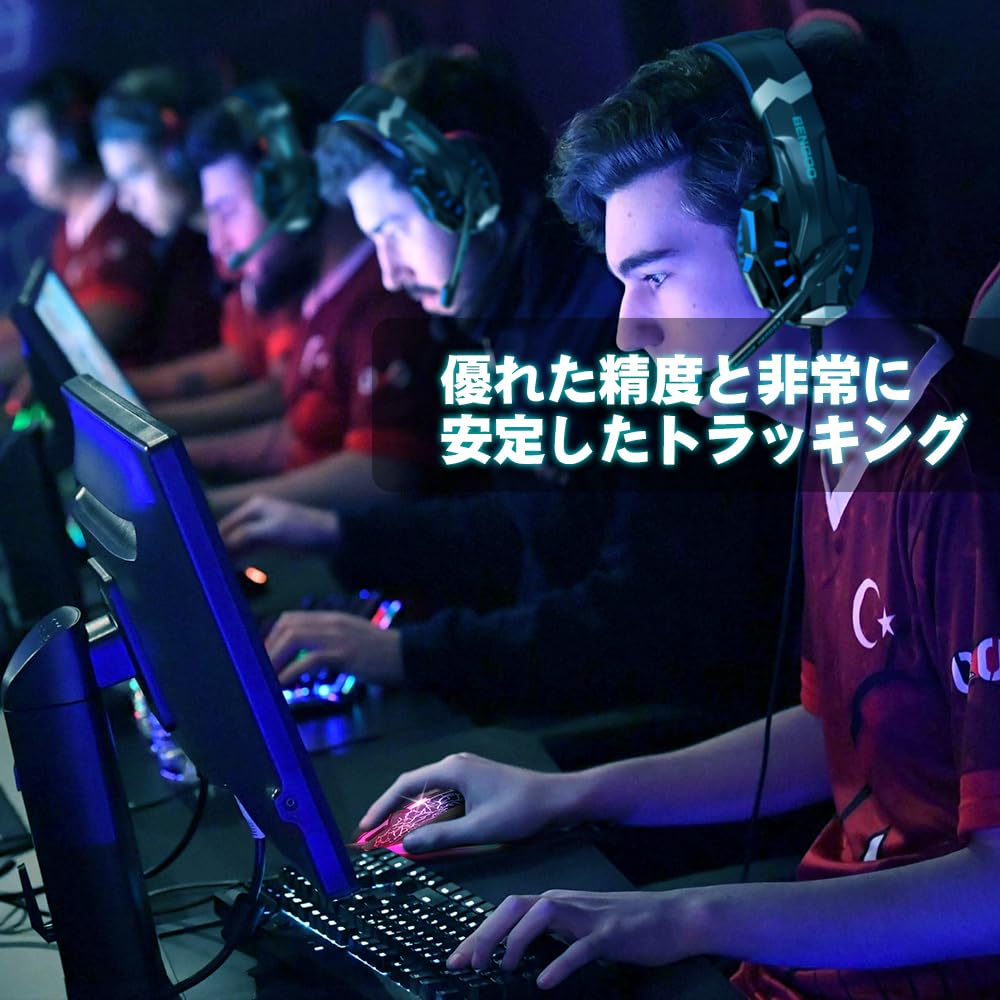 BENGOO Wired Gaming Mouse with RGB Lighting, Optical, 6 Buttons, 1200-3600 DPI, 4 DPI Settings, USB Connection, Multi-Button, Ergonomic Design,