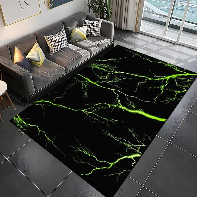 Tappeto Tondo 3D a Strisce Fulminee, Misura 15, per Soggiorno, Camera da Letto, Casa, Decorazione Divano, Tappetino Antiscivolo per Bambini, Regali per Gamer