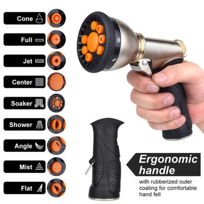 Heavy Duty Hose Nozzle 9 Adjustable Spray Patterns Hose Sprayer Handheld Hose Nozzle Spray Slip Resistant Water Sprayer for Cleaning Watering