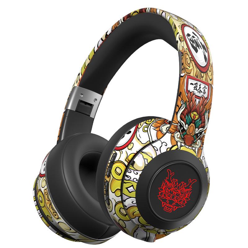 Guochao Graffiti Bluetooth Wireless Over-Ear Gaming Headphones - New Design Bestseller.