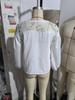 Camisa de Gasa para Mujer Ins de Manga Larga con Cuello Redondo, Retazos de Malla, Estampado Digital