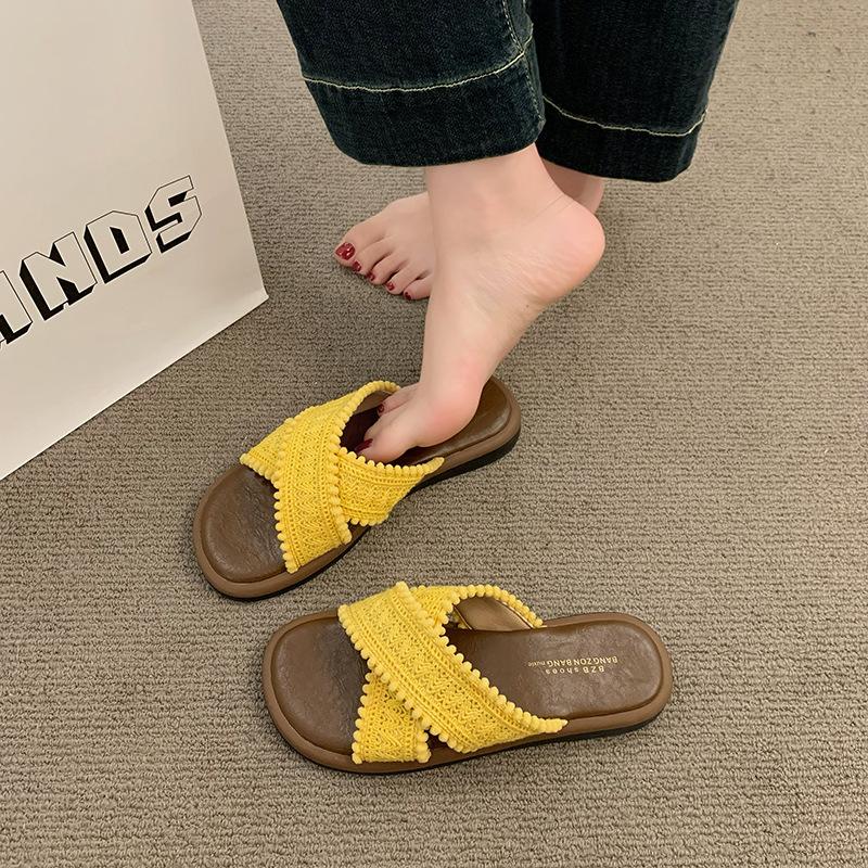 Flat Bottom Fashion Sandals Women's Shoes Simple Niche French Lace Bohemian Summer New Gentle Fairy Beach