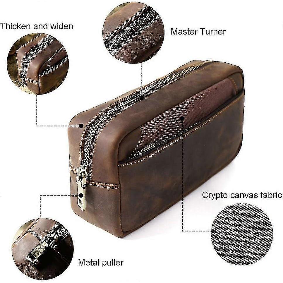 Leather Pencil Pouch Case,zippered Pen Pencil Holder Can Hold 80 Pens For School Office - CHUNC