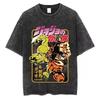 Vintage Washed TShirt Men Summer Streetwear T-shirt JoJo Bizarre Adventure Anime High Quality Cotton Casual Short Sleeve Tshirt