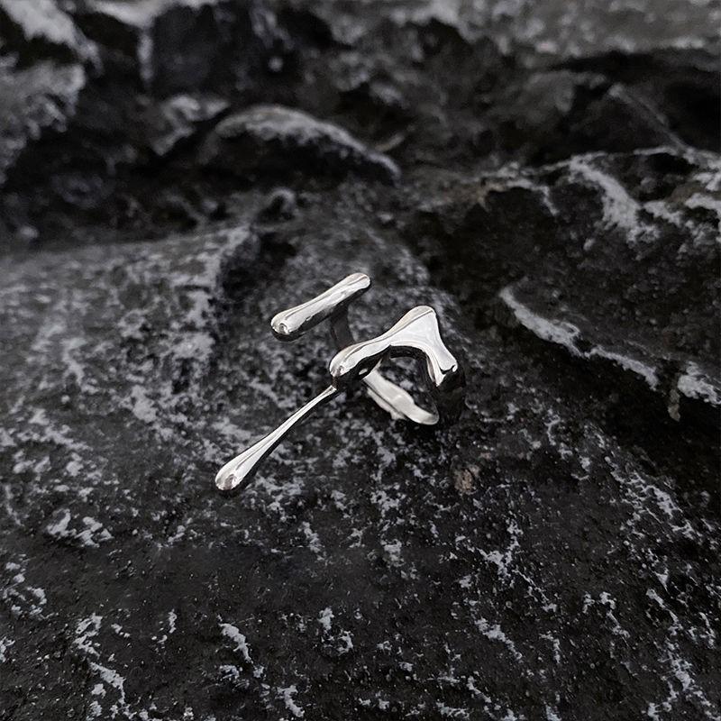 Irregular High-End Open Ring, Liquid Lava Female Cold Wind Niche Design Sense Index Finger Simple Ring