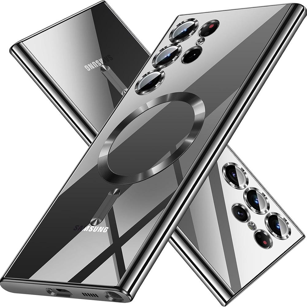 Luxury Glitter Plating Silicone Case For Samsung Galaxy S25 Edge S24 S23 S21 Fe S22 Ultra Plus Magnetic Magsafe Soft Clear Cover