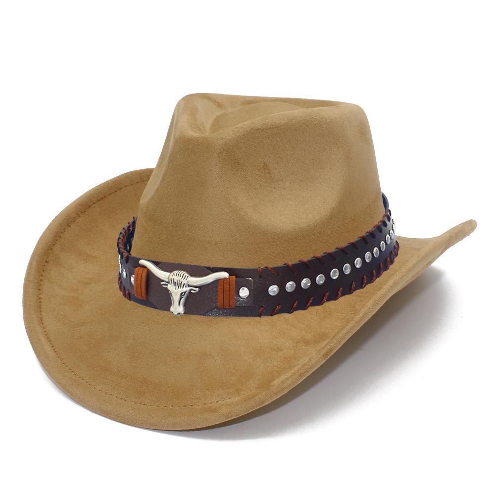 Fashion Classic Suede Equestrian Hat Men's and Women's Outdoor Travel Beach Vacation Visor Bent-brimmed Western Cowboy Hat