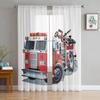Cartoon Truck White Sheer Curtains Living Room Window Tulle Curtains For Bedroom Kitchen Home Decoration Voile Drapes