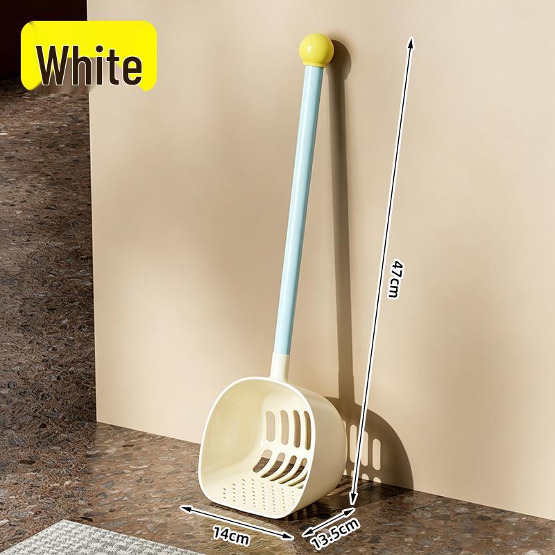 Long Handle Cat Litter Scoop, Large Capacity, Thickened, Sifting Poop Picker with Contrasting Color