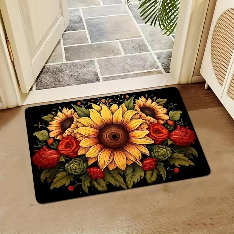 Modische Matten Retro Blumenmuster Willkommen Fußmatte Schlafzimmer Badezimmer Küchen Balkone Gärten Moderne Bauernhausdekoration