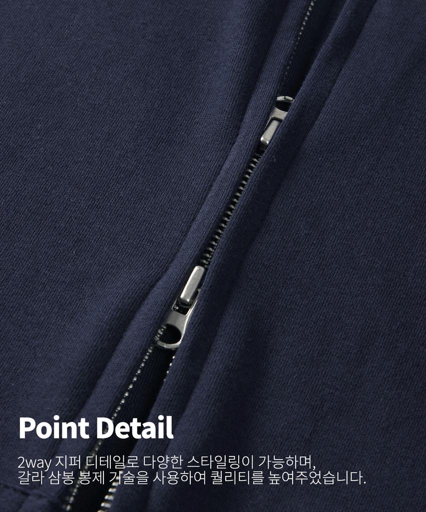 Topboy [Non-Fleece Or Fleece] Essential Oversized Two-Way Zip-Up Hoodie Navy