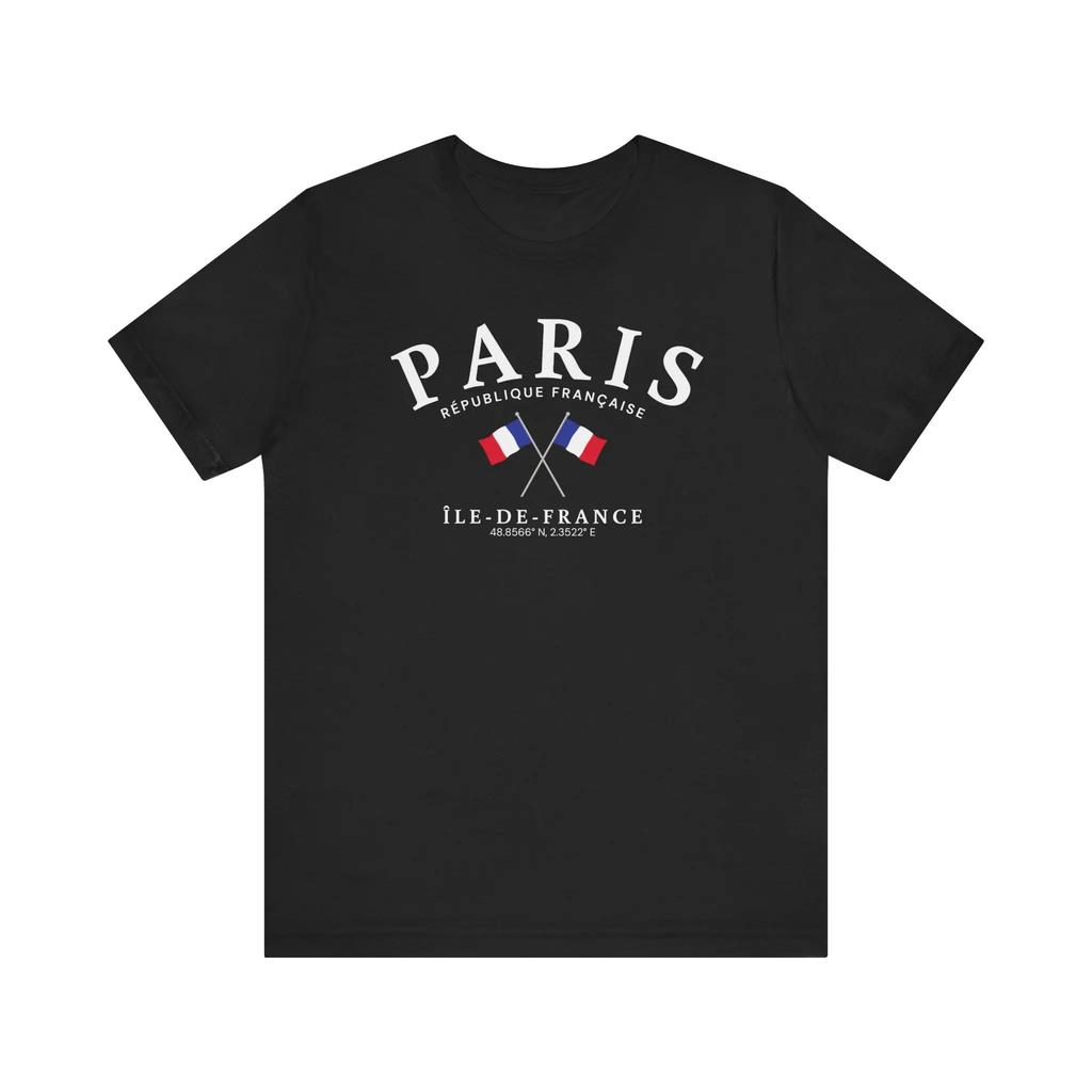 2026 Hot Sales Paris France Cotton T-shirt Men's and Women's Summer Cotton Clothing Harajuku Fashion Round Neck Short Sleeve Top