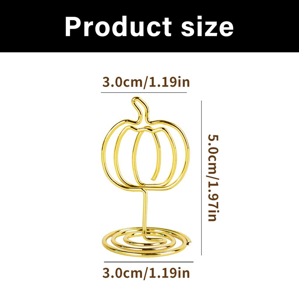 10Pcs Pumpkin Shape Metal Note Holder Table Number Stand Picture Holders For Thanksgiving Fall Harvest Party Decoration