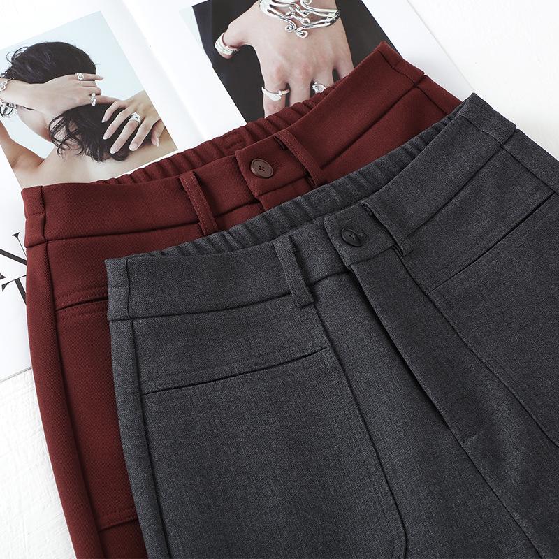 Women's Gray Wool Wide-Leg Trousers - 2024 New Autumn/Winter Tencel Straight-Leg Draping Suit Pants