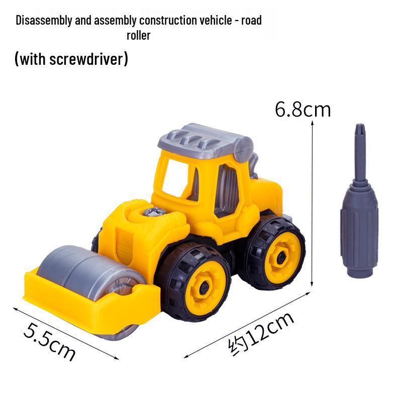 Construction Vehicle Cake Toppers: Excavator, Bulldozer, Roadblock Inserts, Figurines for Boys' Birthday
