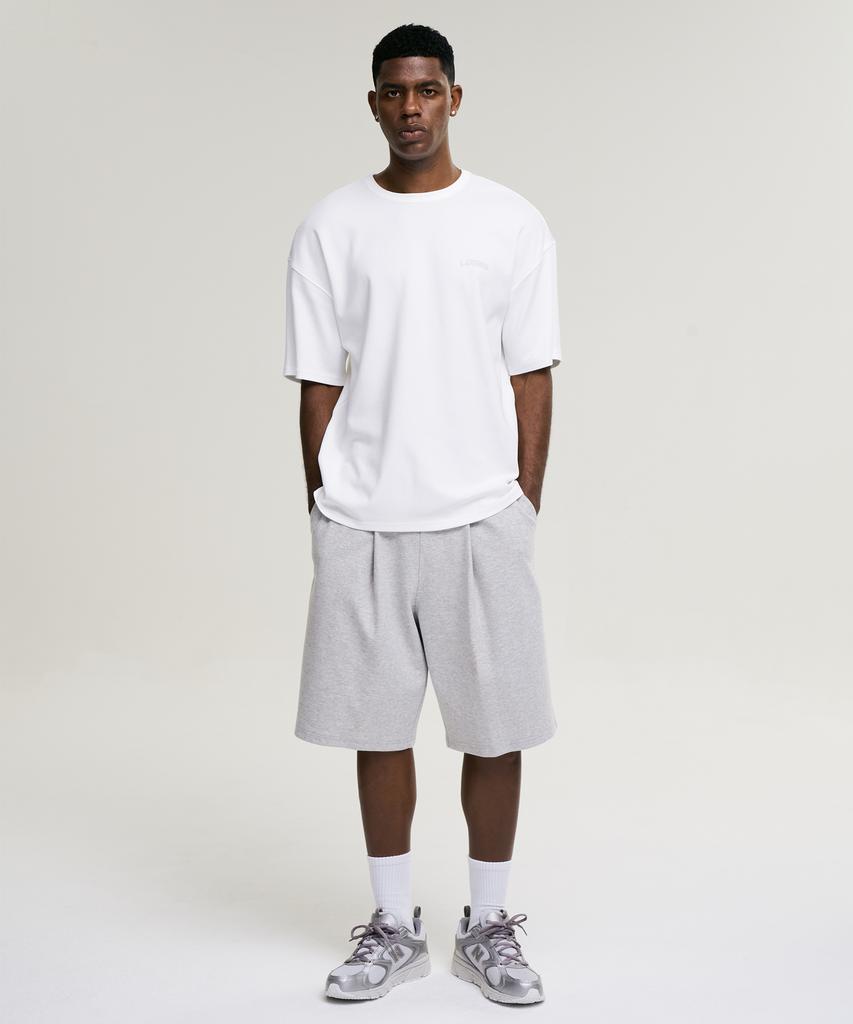 Leijibi One-Pleat Giant Fit Fresh Bermuda Pants M Melange Grey