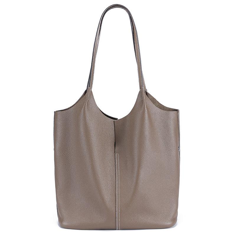 Leather Women's Bags, New Tote Bags, Large-capacity Women's Versatile Shoulder Bags, High-end Commuting Fashion Bucket Bags