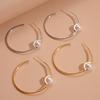 18k real gold electroplated silver needle imitation pearl geometric round earrings simple earrings