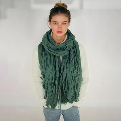 Bufanda Chal para Mujer Color Sólido Suave Cálido Bufanda Plisada Protección UV Casual Algodón Lino Chal Accesorio de Moda