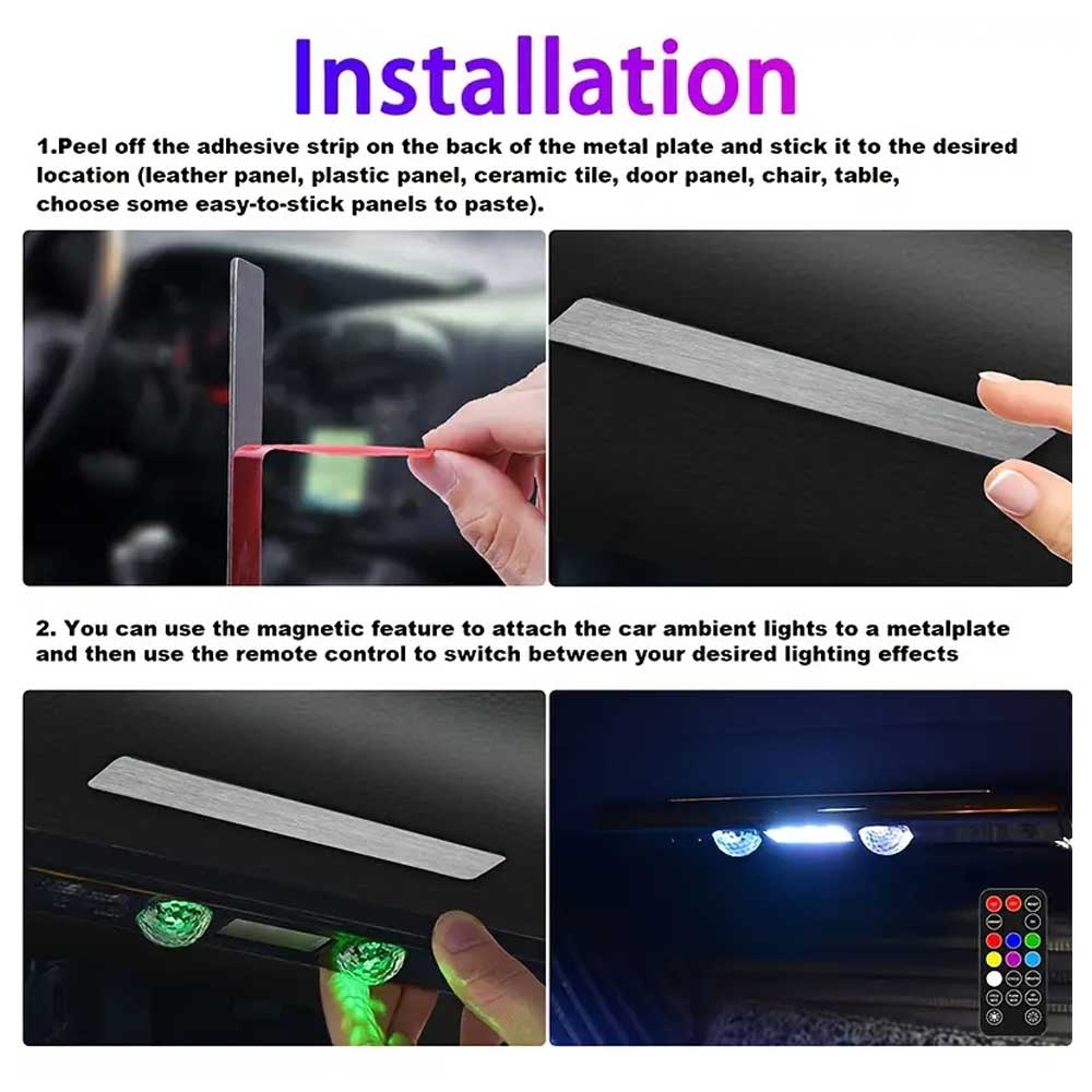 USB Charging In Car with Colorful LED Decorative Lights USB Charging Atmosphere Light Ambient Lights Interior Decorative Lights