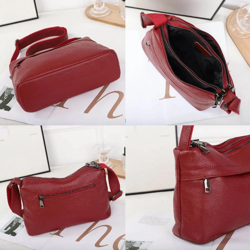 Women's Top-Grain Leather Shoulder Bag - Spacious Underarm Tote for Moms, Practical Commuter Crossbody