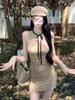 Sexy pure desire hollow sleeveless lace dress women's spring new slim and thin hip skirt short skirt