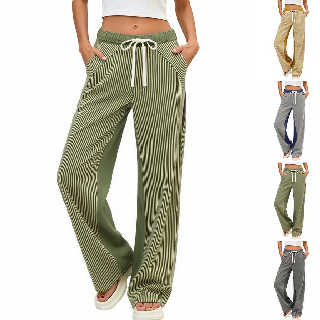 Pantaloni Larghi da Donna Casual a Nove Punti Pieghe Coulisse Vestibilità Larga Pantaloni Vita Elastica Vestibilità Comoda