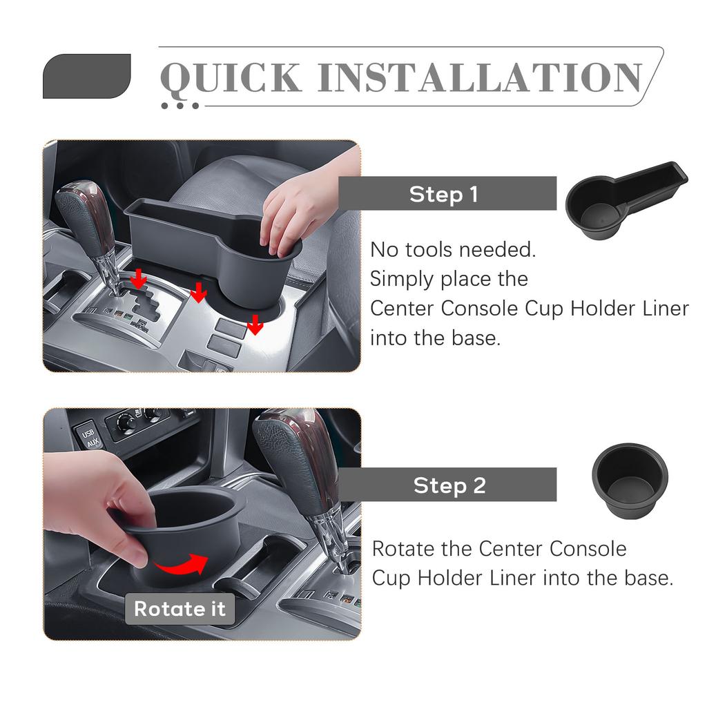 Cup Holder Inserts for 2014-2025 Toyota 4Runner Center Console Cup Holder Storage Organizer Gear Shift Storage Tray Accessories